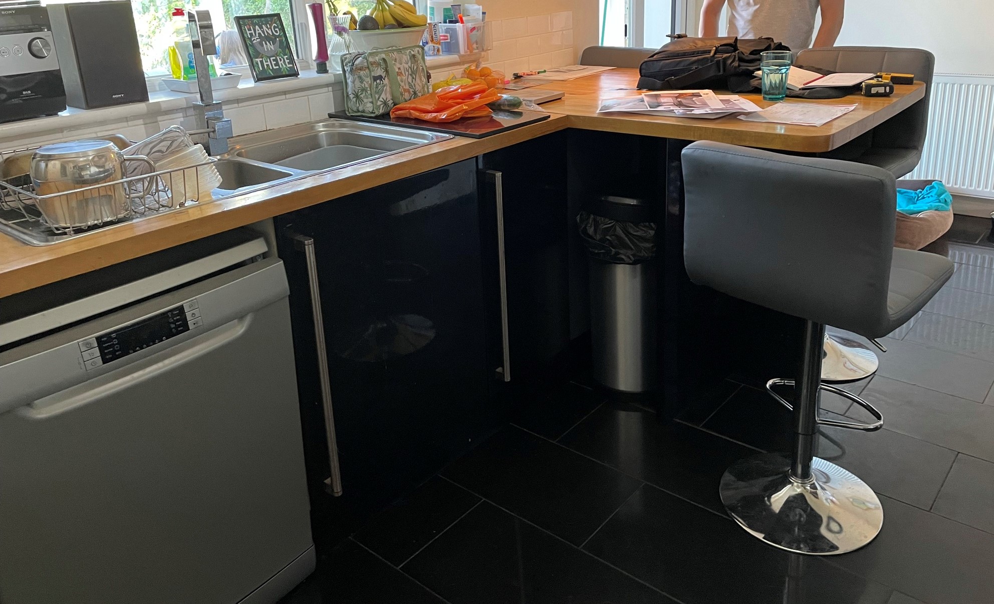 old dated black kitchen